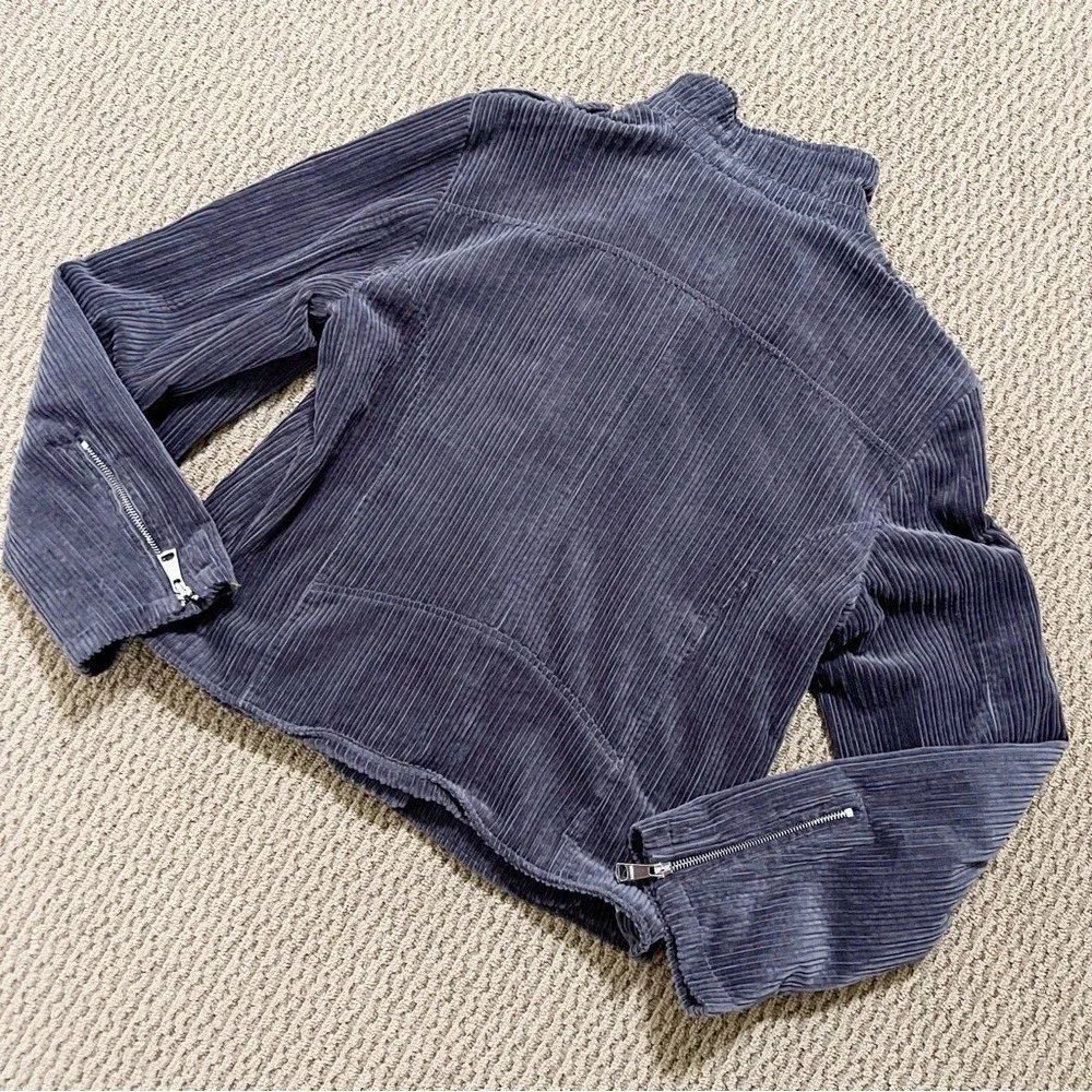 Vigoss‎ Faux-Fur-Collar Corduroy Moto Jacket